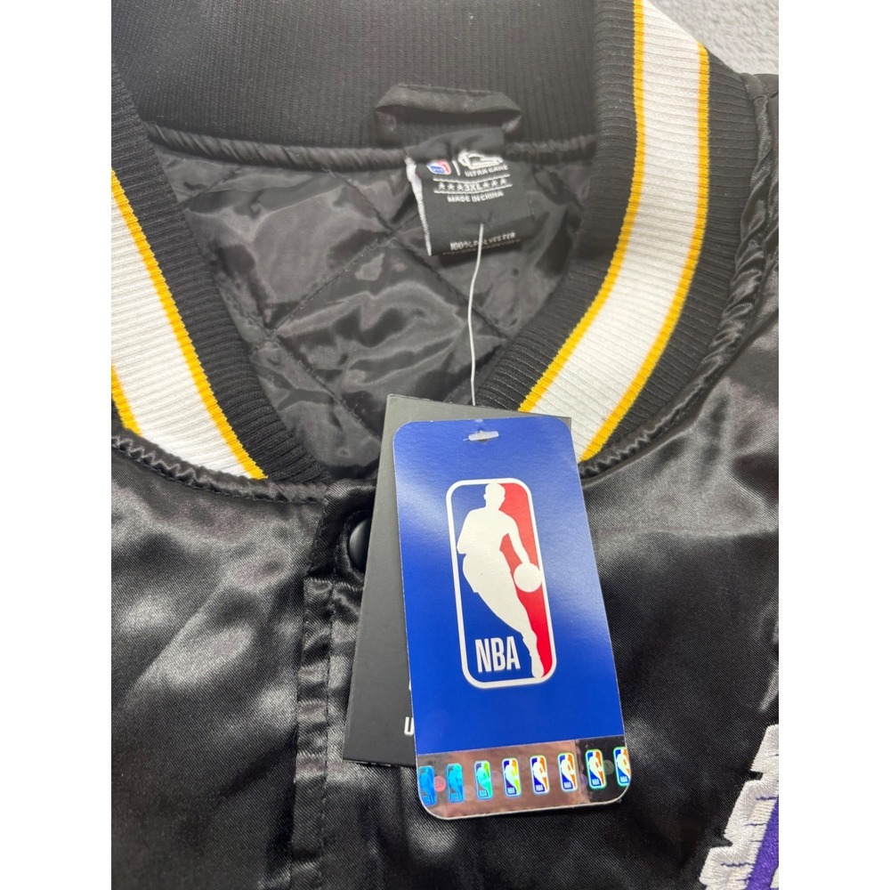 Los Angeles Lakers Satin Bomber Jacket NBA Men's Size 3XL Black Yellow - Picture 4 of 8